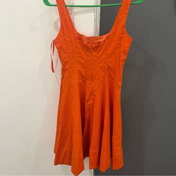 NEW Staud Mini Dress Orange Wells Fit and Flare Sleeveless size 2 - Picture 2 of 13